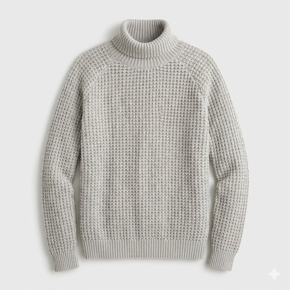 Won Hundred Iguana Sweater XS Gray  Wool Turtleneck Waffle Knit minimalist